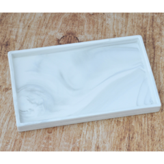 Bandeja Rectangular De Cerámica Símil Mármol (30x20x3 Cm)