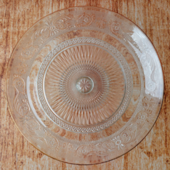 Pie de torta de vidrio labrado con borde dorado (29cm) - tienda online
