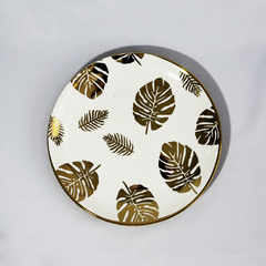 Set de 2 platos de cerámica diseño hojas tropicales