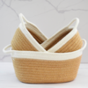 Set de 3 canastos de Yute -beige y blanco-
