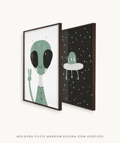 Conjunto com 2 Quadros Decorativos - ET + Nave Espacial