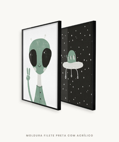 Conjunto com 2 Quadros Decorativos - ET + Nave Espacial - comprar online