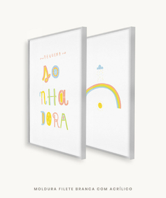 Conjunto com 2 Quadros Decorativos - Pequena Sonhadora + Arco-íris Nuvem Sol - loja online