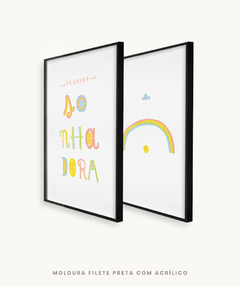 Conjunto com 2 Quadros Decorativos - Pequena Sonhadora + Arco-íris Nuvem Sol na internet