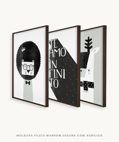Conjunto com 3 Quadros Decorativos - Leão P&B + Te Amo Infinito + Cervo P&B na internet