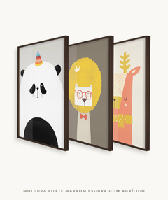 Conjunto com 3 Quadros Decorativos - Panda + Leão Color + Cervo Color - loja online