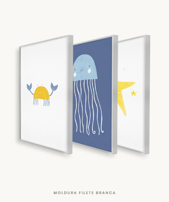 Conjunto com 3 Quadros Decorativos - Siri + Polvo + Estrela Mar na internet