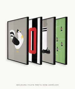Conjunto com 4 Quadros Decorativos - Galo - Futebol - comprar online