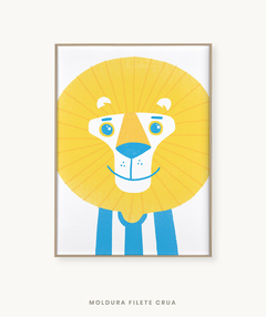 Quadro Decorativo Infantil Leão da Ilha Mascote - Futebol