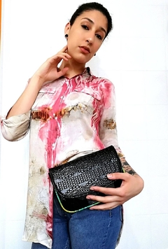 Mini bag, riñonera, clucht de mano y cinturón "Jinzo" croco rojo Dior con negro - tienda online