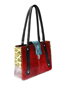 Cartera "Akino Hanna" cuero genuino grabado rojo. en internet