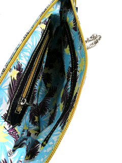 Clutch "Fu" ternera negra grabada y print gris oscuro en internet