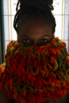 Cuello lana de oveja merino naranjas y verdes - comprar online