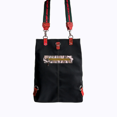 Mochila/Cartera Kyarora cuero verde con negro texturado - comprar online