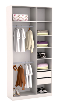 VESTIDOR 1.20 ANCHO X 2.21 ALTO X 0.45 PROF. SIN PUERTAS BLANCO