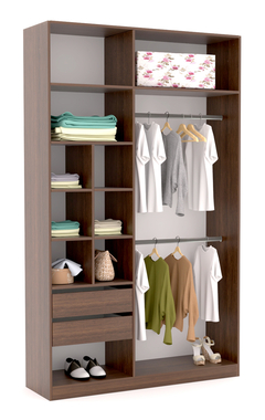 VESTIDOR 1.50 ANCHO X 2.21 ALTO X 0.45 PROF. SIN PUERTAS WENGUE - comprar online