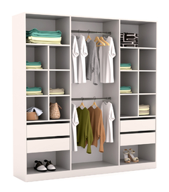 VESTIDOR 2.00 ANCHO X 1.81 ALTO X 0.45 PROF. SIN PUERTAS BLANCO - comprar online