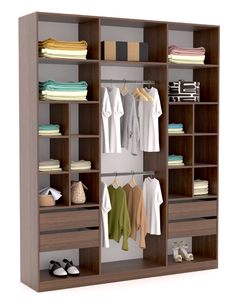 VESTIDOR 2.00 ANCHO X 2.21 ALTO X 0.45 PROF. SIN PUERTAS WENGUE - comprar online