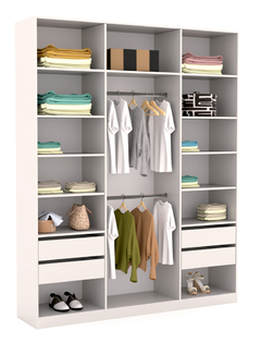 VESTIDOR 2.00 ANCHO X 2.21 ALTO X 0.45 PROF. SIN PUERTAS BLANCO