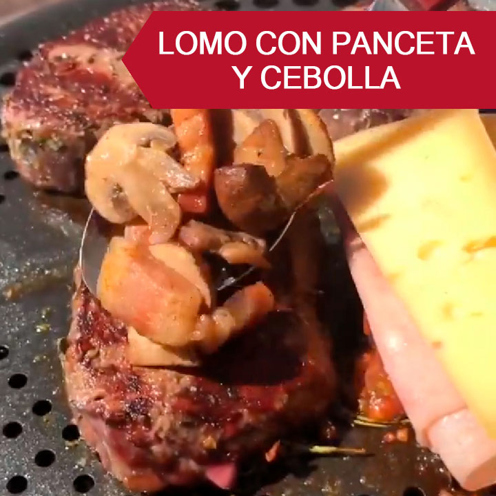 Lomo con panceta y cebolla