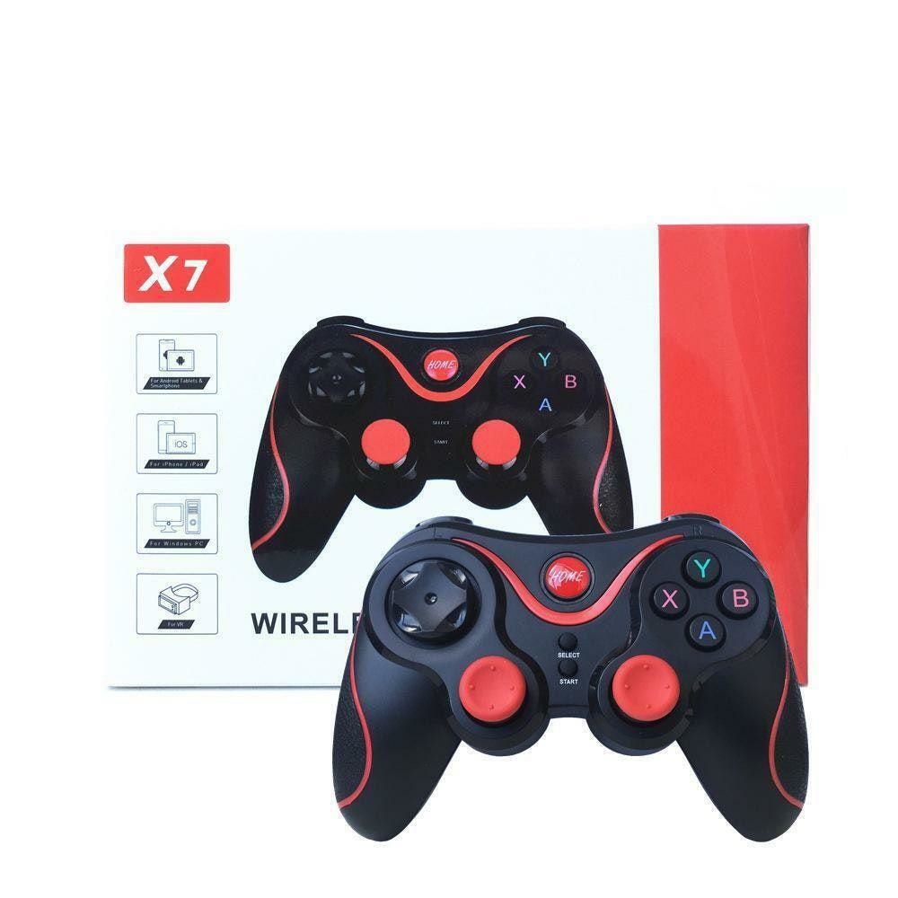 Kit 2 Controle Gamepad Bluetooth Joystick Compatível com PS3 PS4 PC Android  Ios - Vermelho+Azul