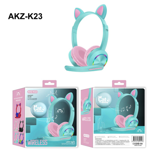 Headset Fone Bluetooth sem Fio Orelha de Gato Luminoso com Microfone