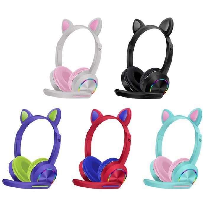 Fone Gatinho Sem Fio Led Bluetooth Infantil Orelha Gato Cat