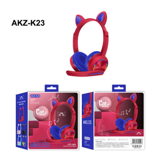 Headset Fone Bluetooth sem Fio Orelha de Gato Luminoso com Microfone