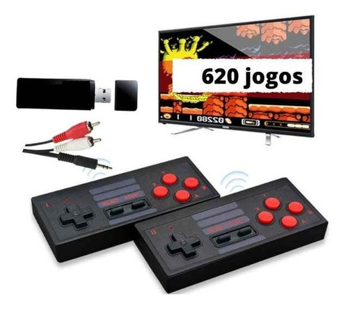 mini game retro 620 jogos dois controles facil de instalar 8 bits