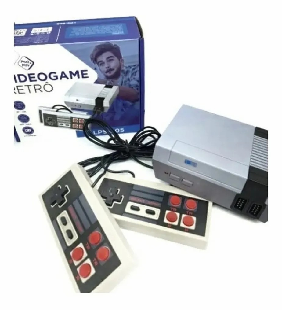 Videogame Retrô com 2 Controles Com Fio e 620 Jogos Antigos