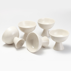 Jogo de taças para sobremesa em porcelana com esmalte transparente -cor off white toque liso - comprar online