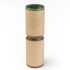 vaso arquiteto acinturado P em cerâmica de alta temperatura, na cor verde água