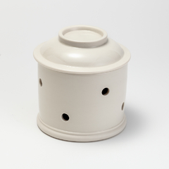 202EC - porta cabeça de alho em porcelana de alta temperatura, na cor off white com tampa