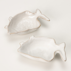Conjunto de 2 tigelinhas peixe em cerâmica de alta temperatura, na cor branco - comprar online