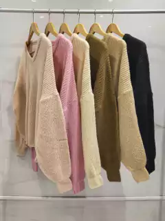 ANSW02 SWEATER HILO FRISADO CUELLO V MANGA GLOBO - AYRA
