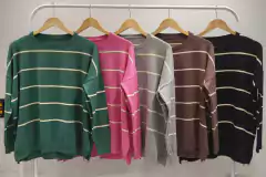 ALSW09 SWEATER OVER LINEAS CON TAJO - tienda online