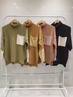 AMPPL01 POLERA CON BOLSILLO Y MANGAS COMBINADAS - comprar online