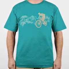 Camiseta Bike Montanhas Verde Mar