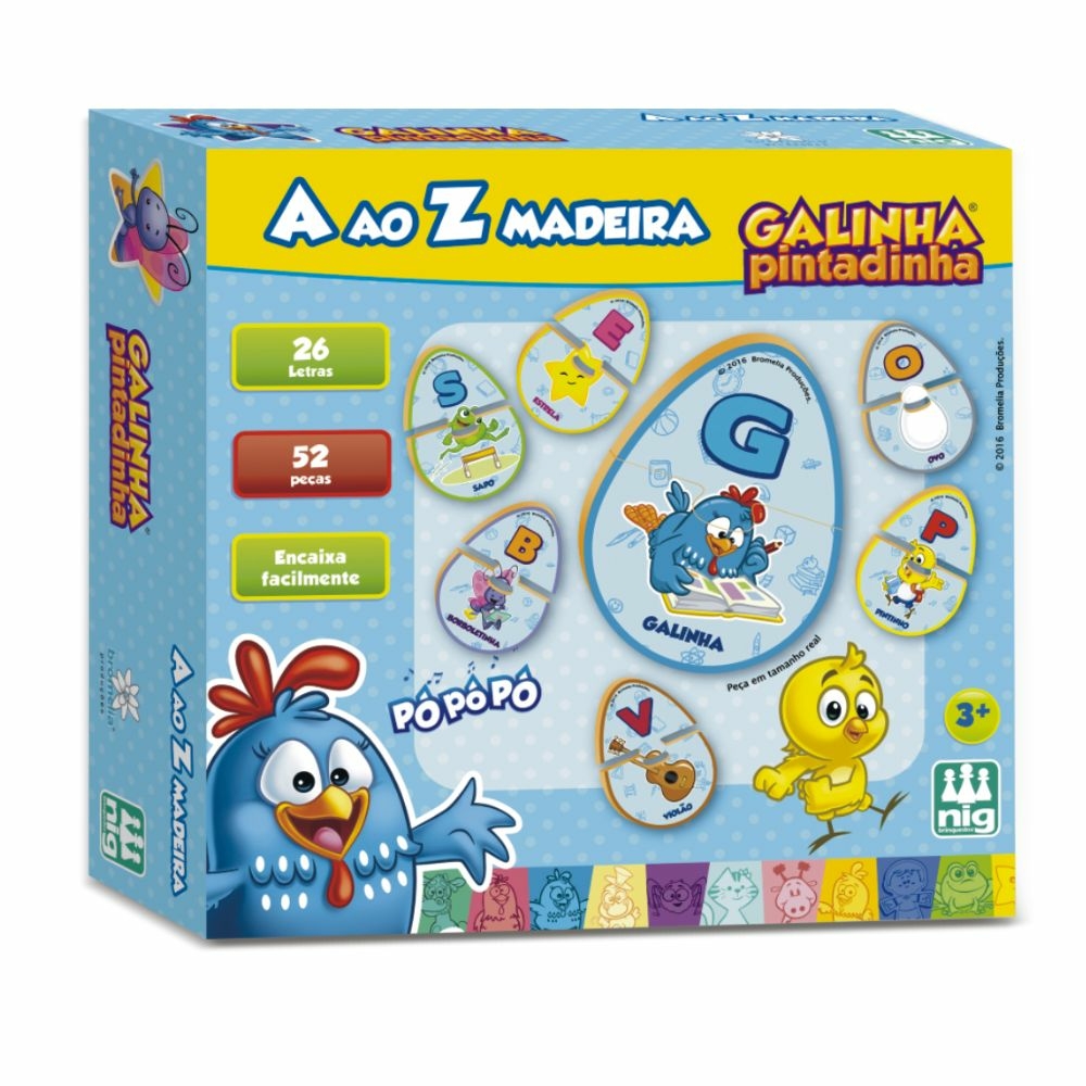 Jogo A ao Z Galinha Pintadinha Madeira, Nig Brinquedos : :  Brinquedos e Jogos