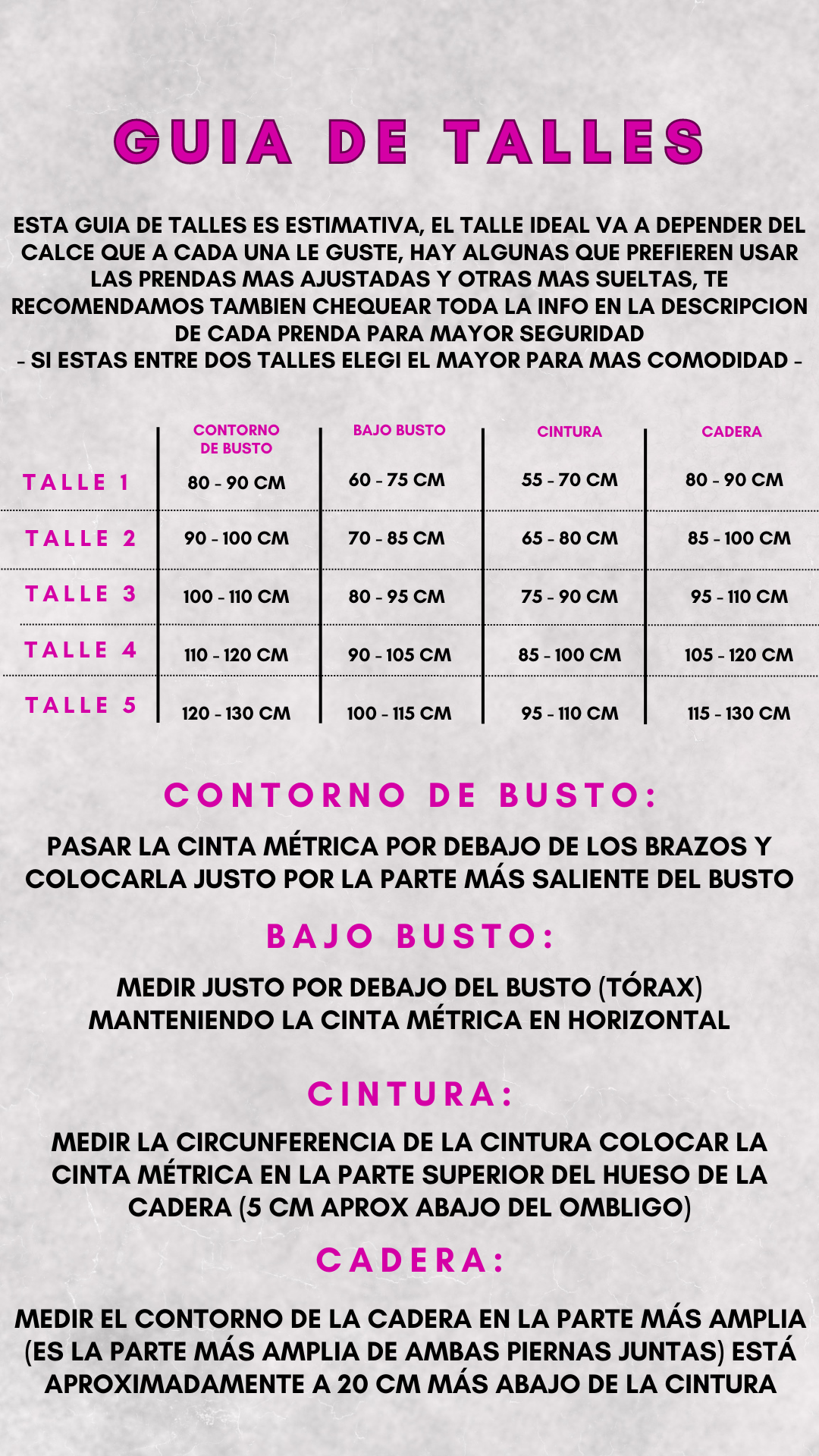Guía de talles