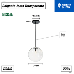COLGANTE JEMS 30 TULIPA DE CRISTAL TRANSPARENTE - 180 ILUMINACION - comprar online