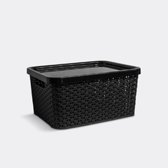 Cesto Ratán Rectangular con Tapa 15 Lts. Plástico Colombraro - comprar online