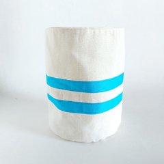 Eco Cesto de tecido cru e listras azul vivo - comprar online