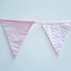 Bandeirinhas de tecido chevron e poá rosa - comprar online