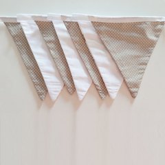 Bandeirinhas de tecido 2x1 Poá Bege Floral - comprar online
