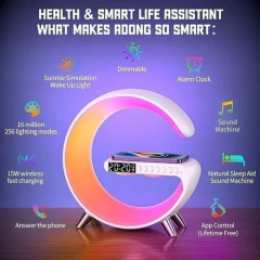 Lámpara De Mesa Rgb Parlante Bluetooh Cargador Inalámbrico - Plaza Bonita