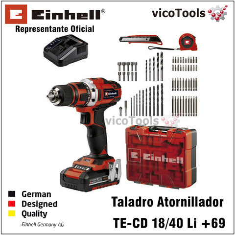 Taladro inalámbrico kit TE-CD 18/40 Li +69