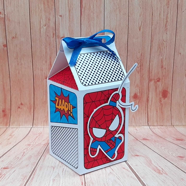 10 cajitas Milk 3d c/moño raso Spiderman  cm (NO INCLUYE  GOLOSINAS)