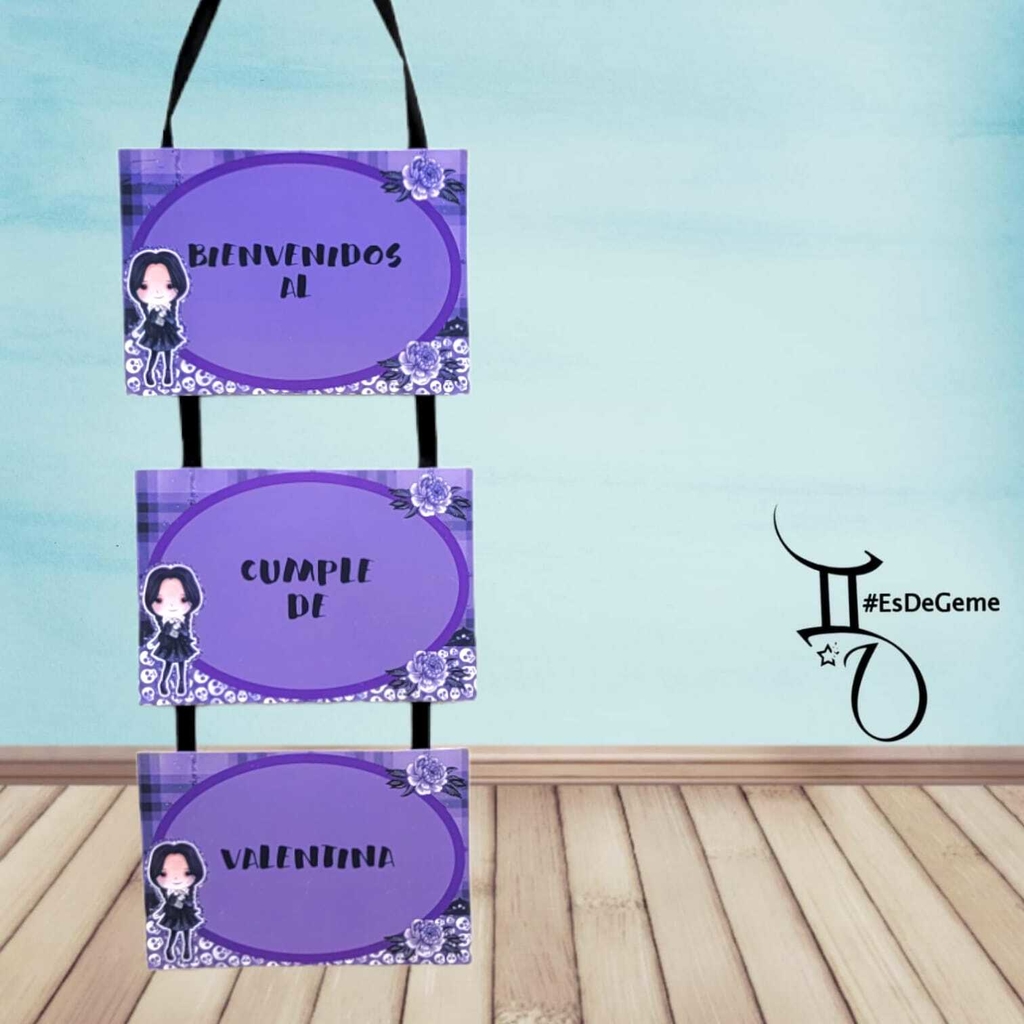 Cartel de bienvenida personalizados 93x29.5 cm Merlina