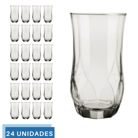 Jogo 6 Copos De Vidro transparente Lond Drink 360ML Topázio